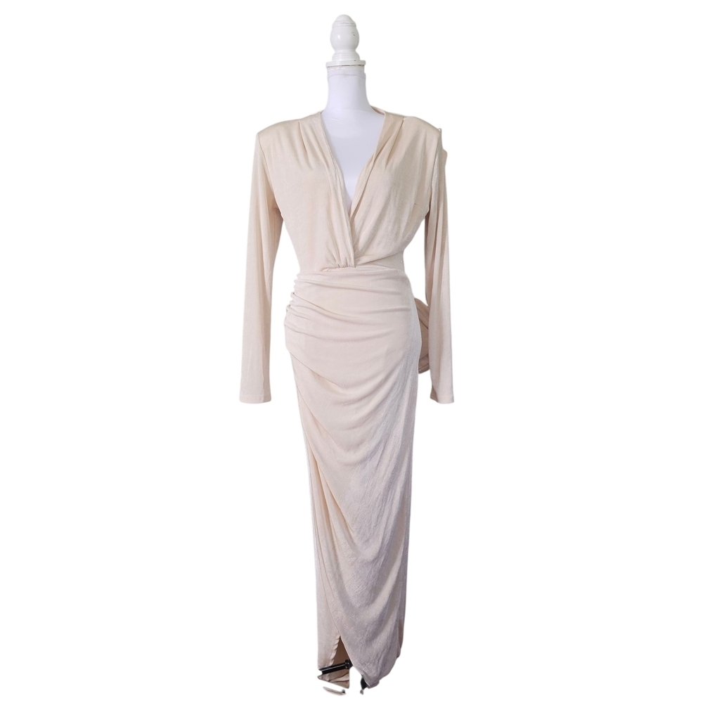 Fashion Nova Can't Contain Myself Maxi Dress Deep long sleeves, wrapped/gathered - Picture 7 of 7
